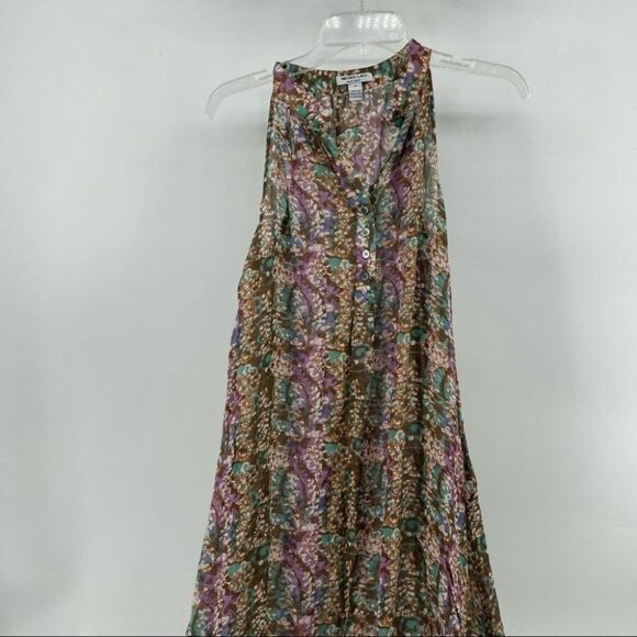 Nieves Lavi Floral Print Maxi Dress Sleeveless Casual Silk Brown M - Picture 1 of 8